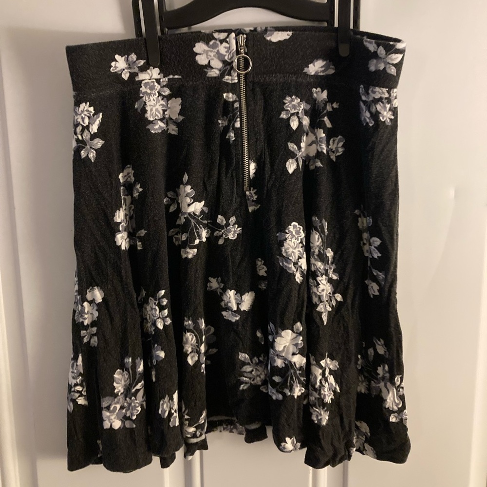 SO Floral Black and White Skater Skirt